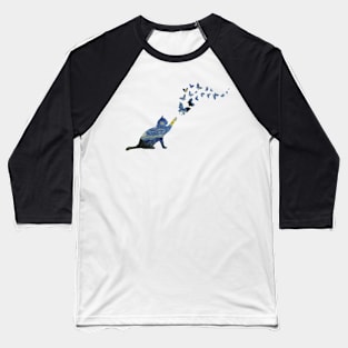 Starry Night Cat Van Gogh For Cat Lovers - Cat Butterfly Baseball T-Shirt